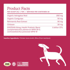 Fera Pets cordyceps mushroom dog supplement emphasizes natural ingredients in kidney support for dogs.