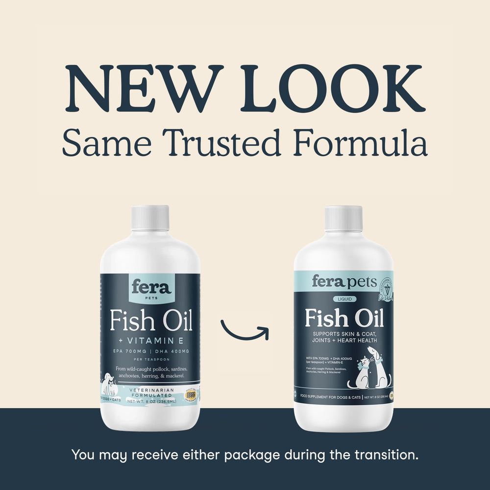 Fera Pets Fish Oil pour demonstrates convenient meal topping for pets