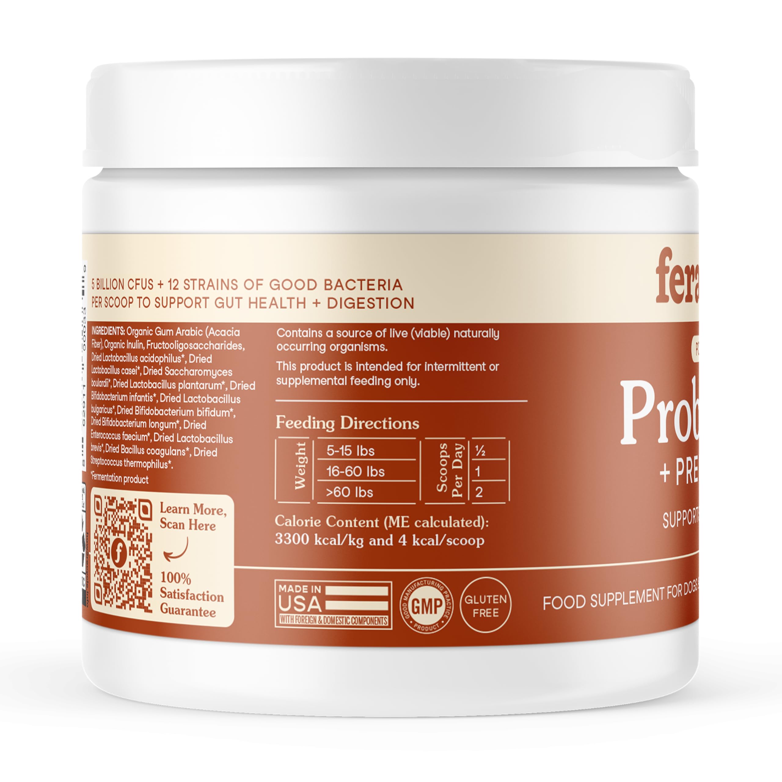 Fera Pets Probiotics in a pet's bowl during mealtime.