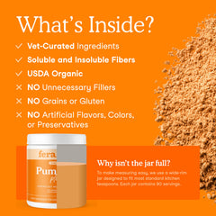 Fera Pets pumpkin plus jerusalem artichoke image emphasizes prebiotic support.