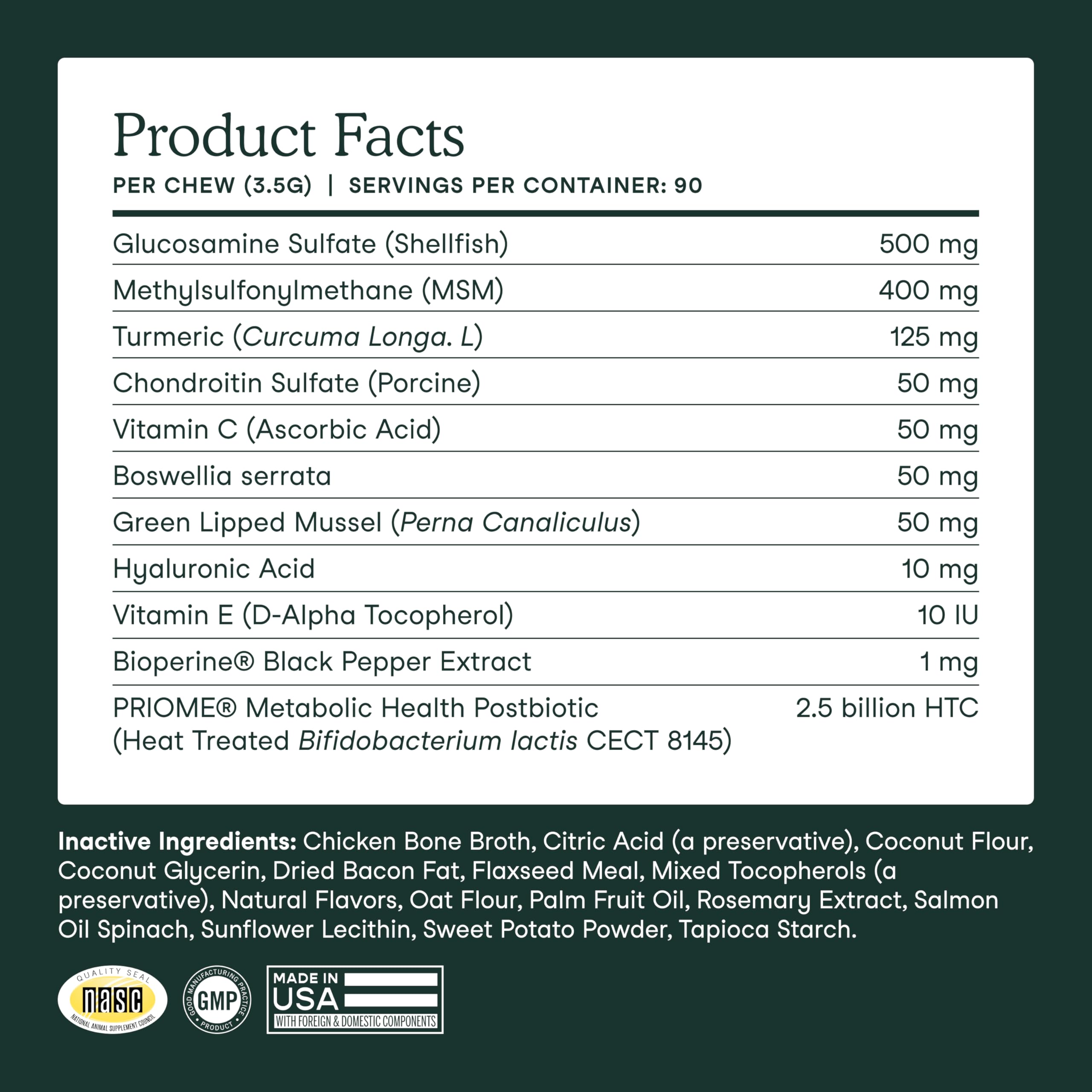 Fera Pets turmeric and boswellia visual highlight anti-inflammatory-inspired support