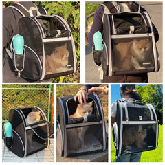 FERMAO cat backpack inside shows removable mat for easy cleaning and comfort