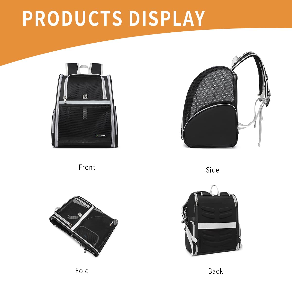 FERMAO cat backpack reflective strips boost visibility during evening strolls
