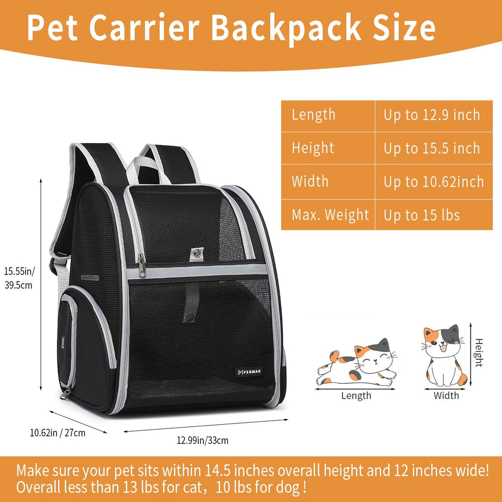 FERMAO cat backpack secure escape clasp helps prevent pet's escape