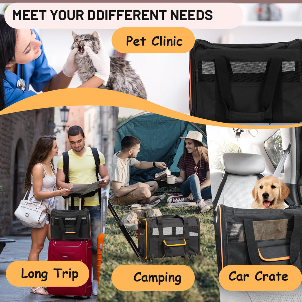 Ferrafay pet carrier safety leash and pocket secure treats during travel.