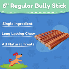 Fetch & Fun Bully Sticks 6inch dog chewing demonstrates dental-friendly texture and boredom relief.