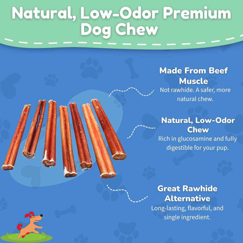 Fetch & Fun Bully Sticks pack front shows 18-count value for regular chewers.