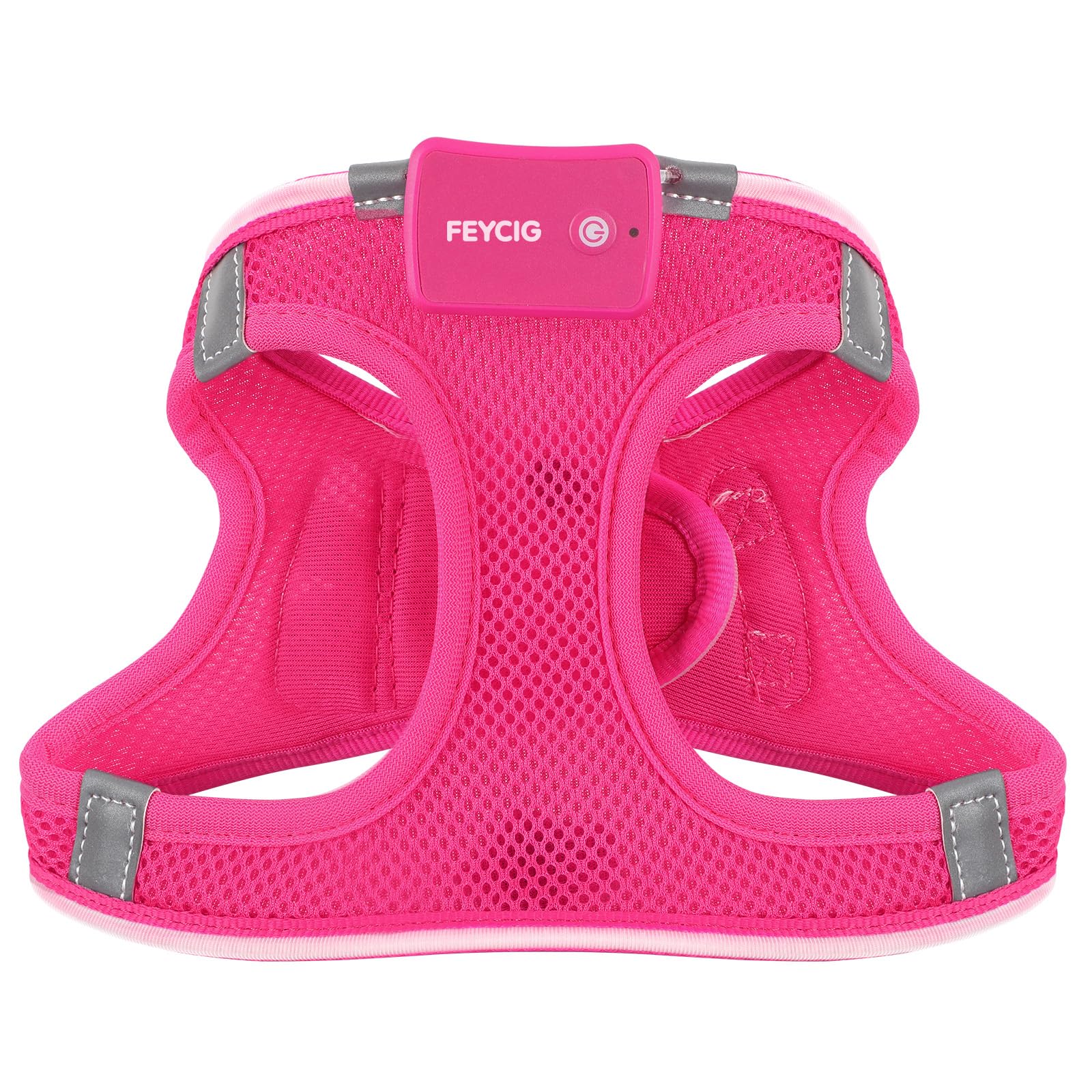 Feycig light-up dog harness pink-soft-mesh offers breathable comfort