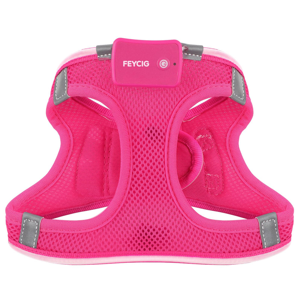 Feycig light-up dog harness pink-soft-mesh offers breathable comfort
