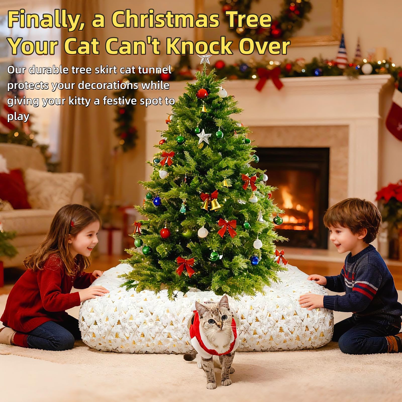 Feyxfnne large-square-cat-tunnel 41-7x34-6 provides roomy space for naps and play.