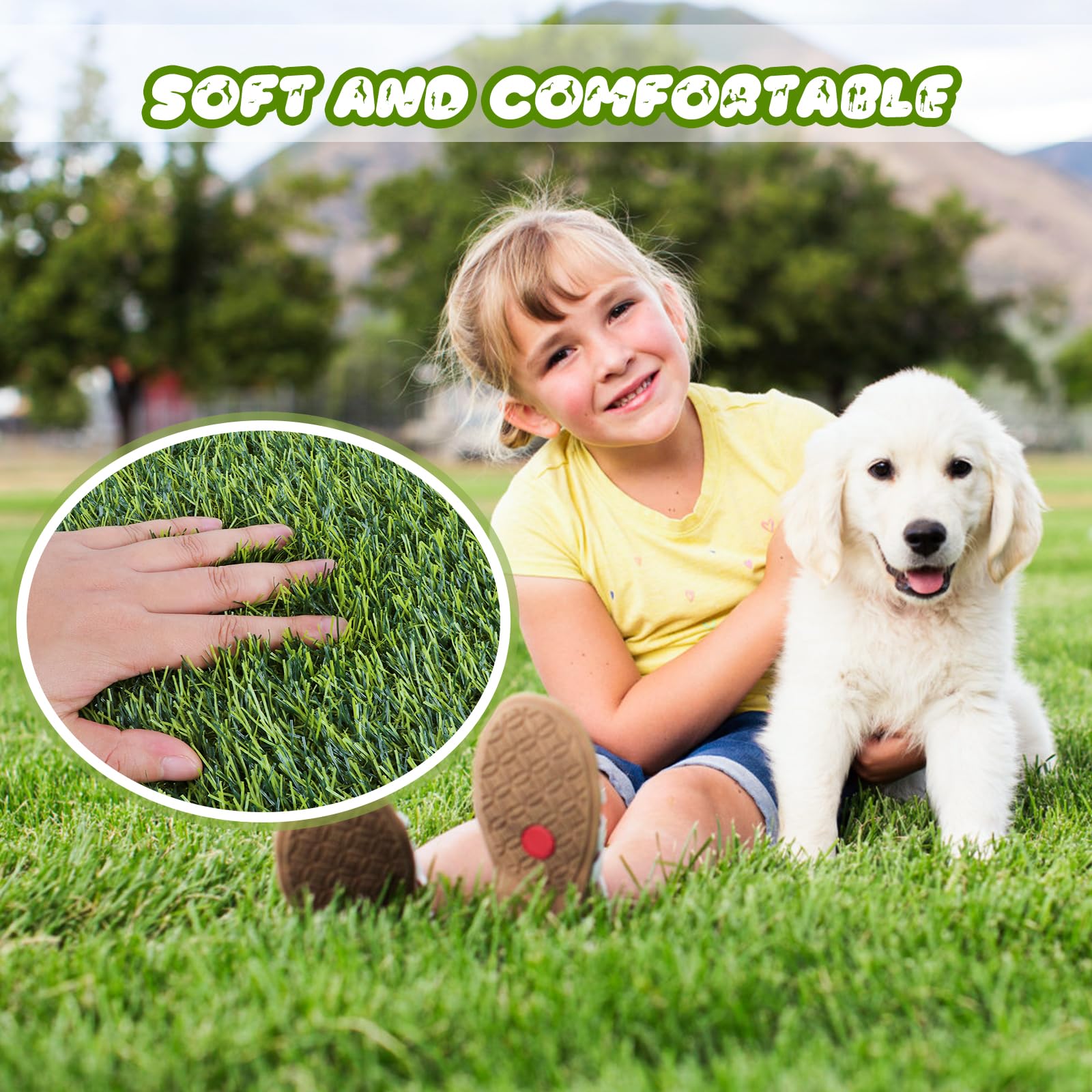 FezepYmaz indoor-outdoor pet turf features realistic look and soft feel.