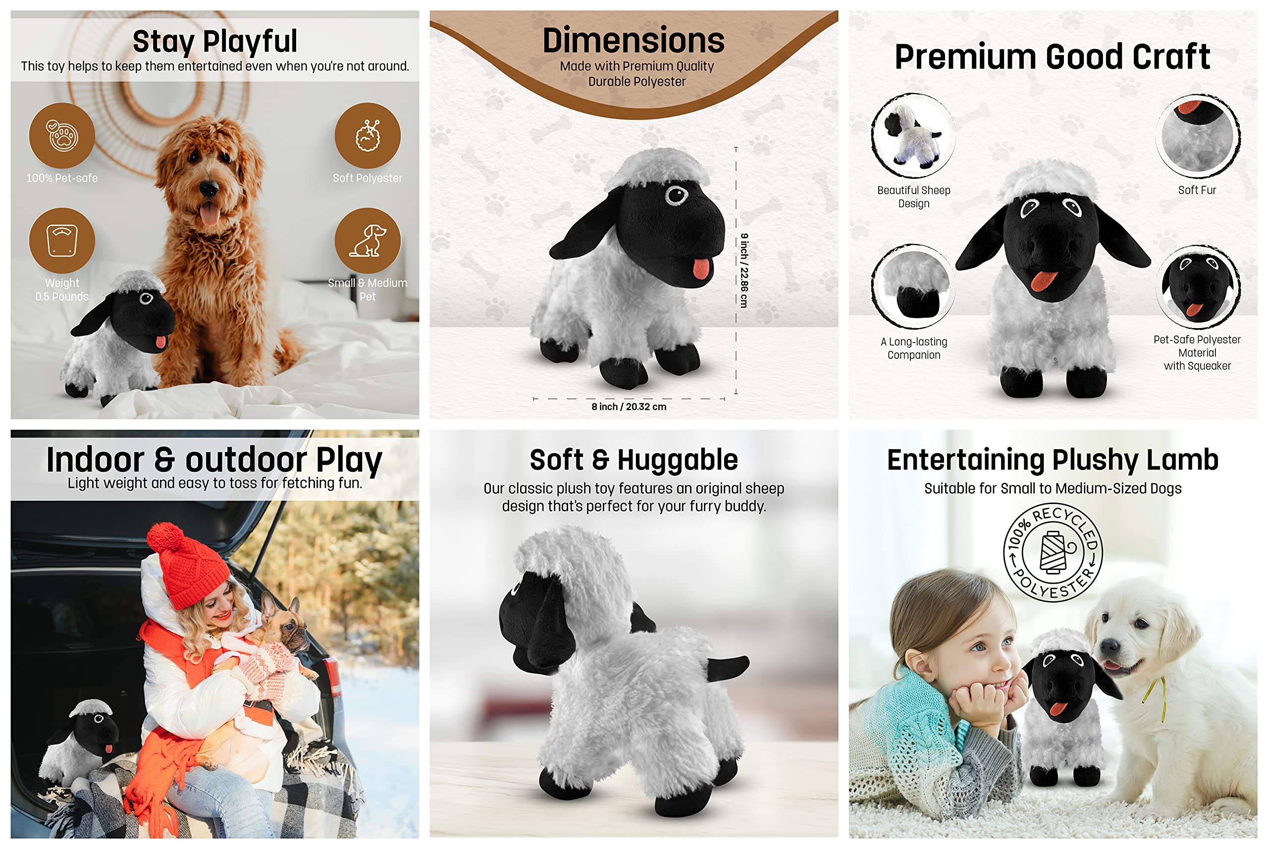 FGA Marketplace Black Sheep Plush Toy pet-safe polyester emphasized