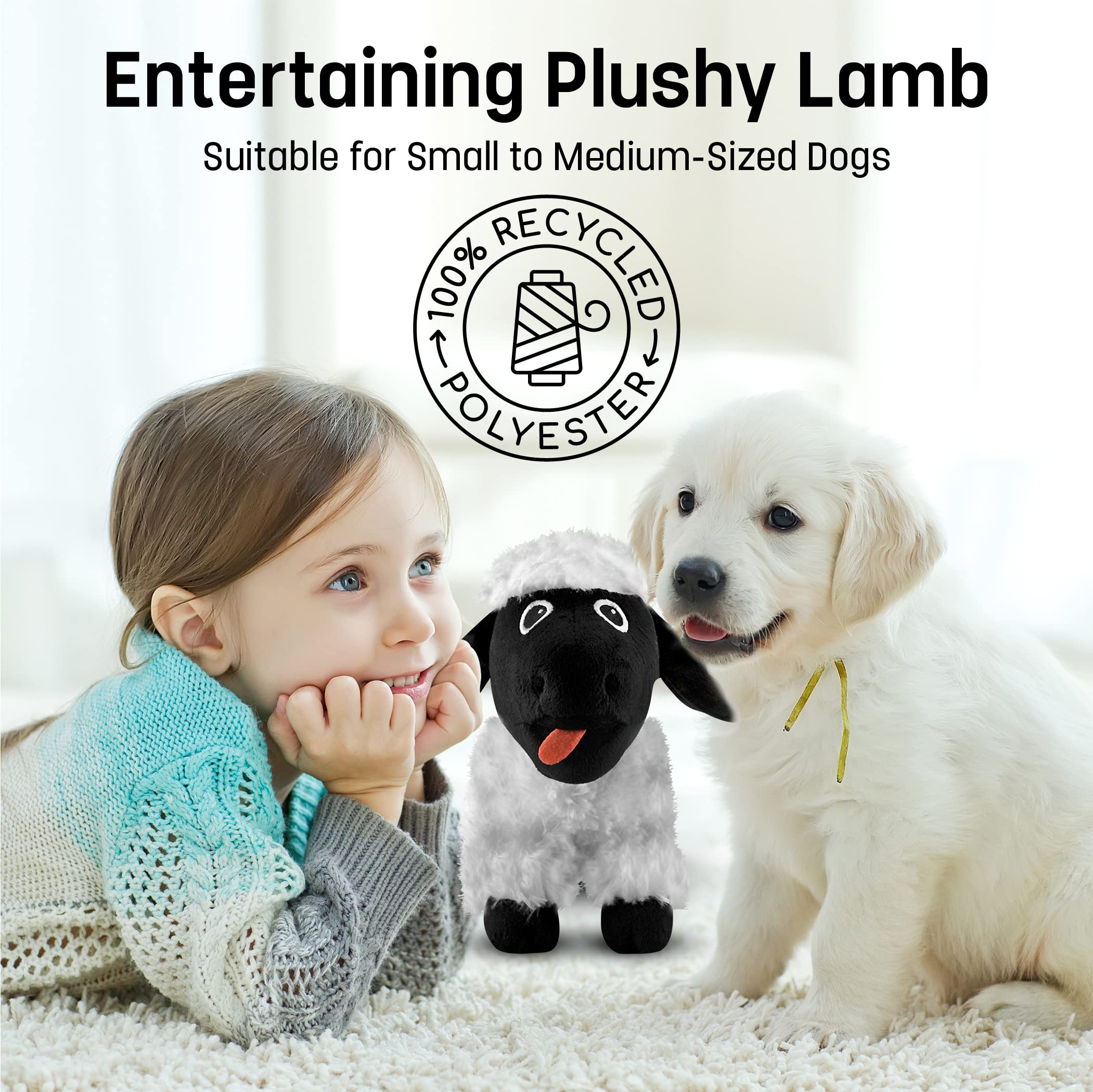 FGA Marketplace Black Sheep Plush Toy durability hint for small to medium dogs