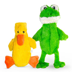 FGA Marketplace Duck and Frog Flat No Stuffing Toy close-up, soft fabric for quiet play.