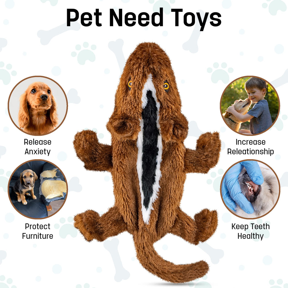 FGA MARKETPLACE Duck-Squirrel Flat No Stuffing No Squeak Toy texture closeup highlights soft plush fabric.