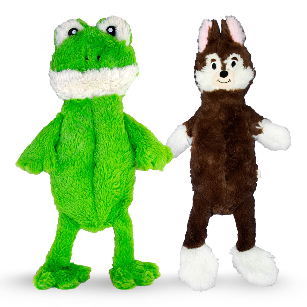 Front view of the FGA MARKETPLACE Frog-Fox Flat No Squeak Toy for quiet play and mess-free fun.