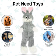FGA MARKETPLACE grey rabbit faux-fur durability image highlights long-lasting play.