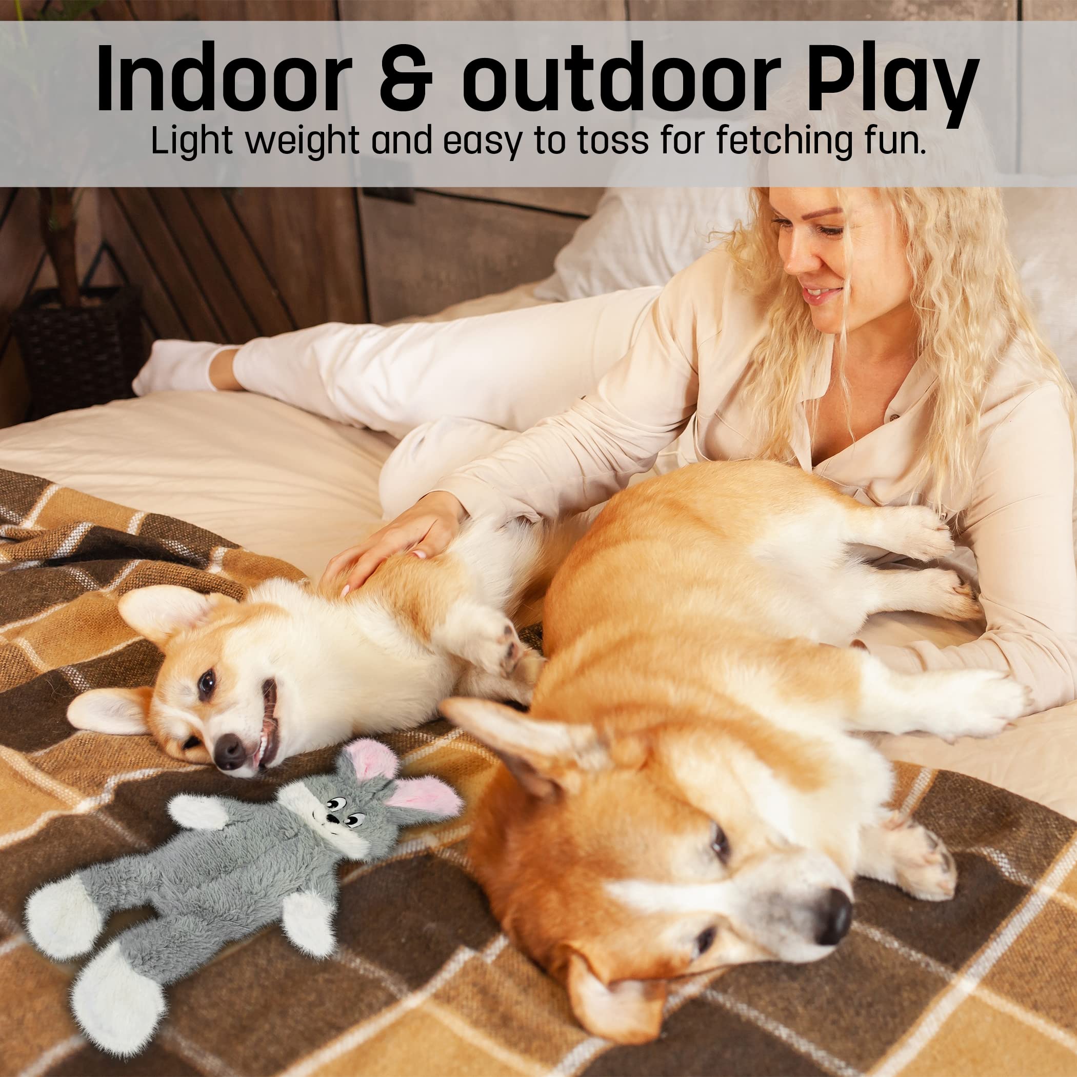 FGA MARKETPLACE grey rabbit machine-washable toy illustrates easy cleaning after play.