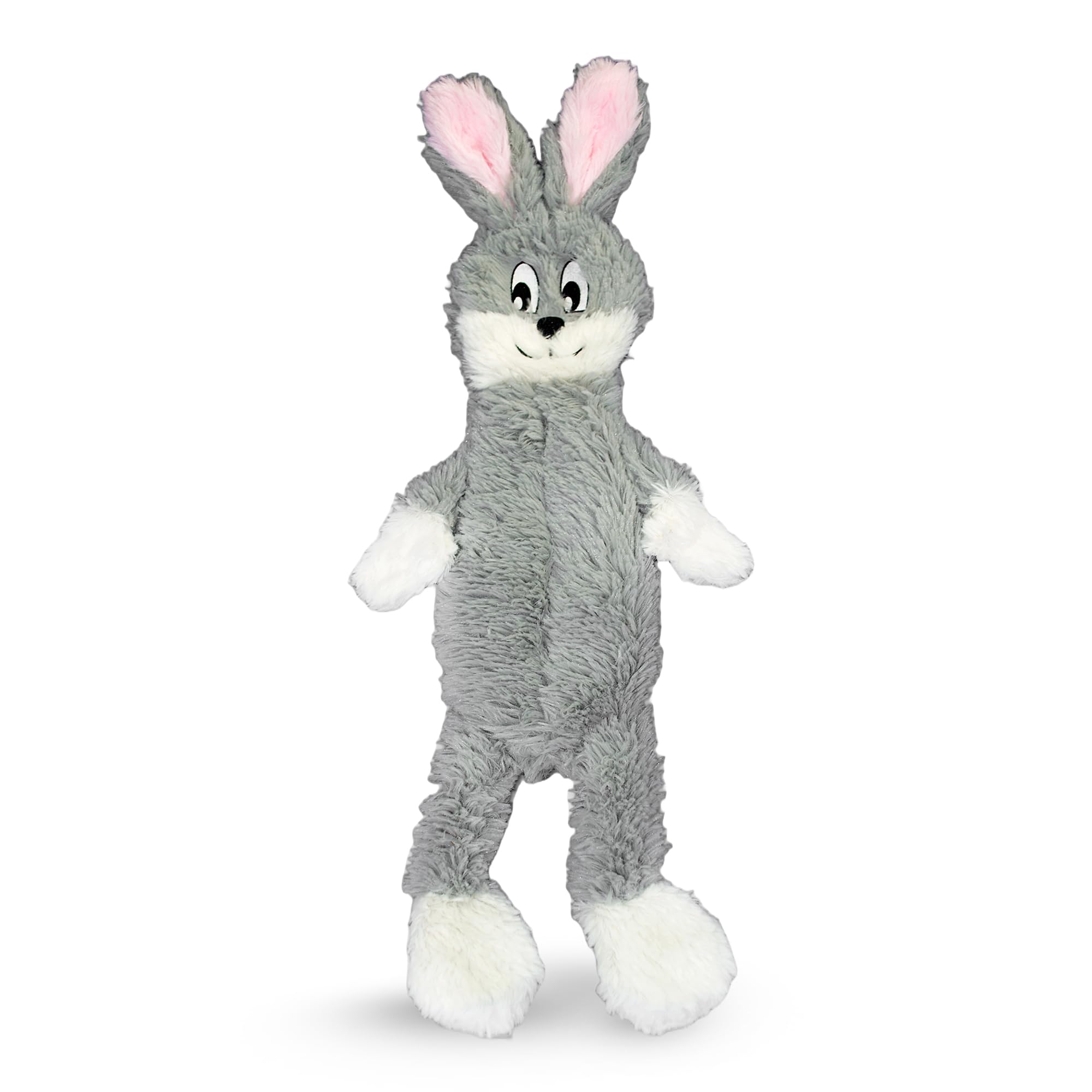 FGA MARKETPLACE grey rabbit toy flat-no-stuffing promotes mess-free, quiet play for dogs.