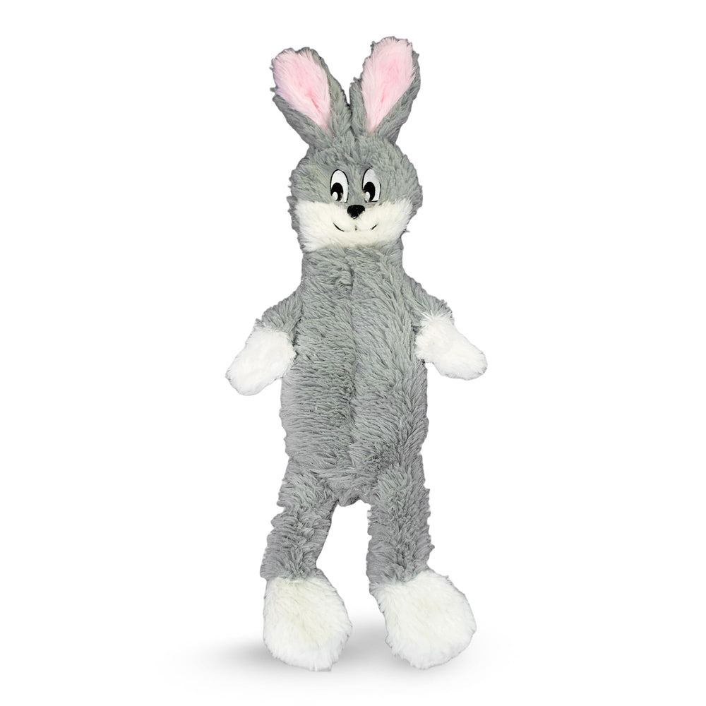 FGA MARKETPLACE grey rabbit toy flat-no-stuffing promotes mess-free, quiet play for dogs.