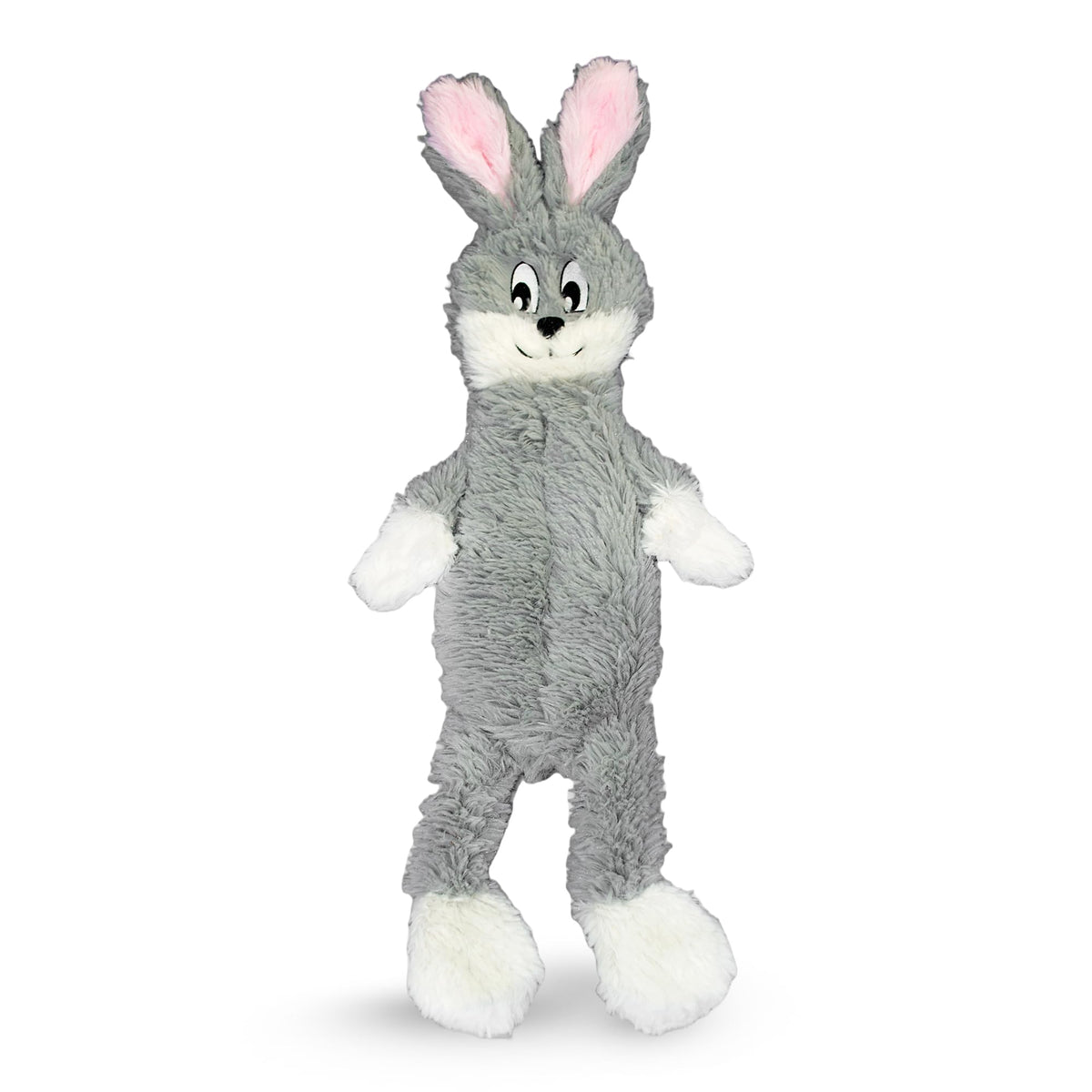 FGA MARKETPLACE grey rabbit toy flat-no-stuffing promotes mess-free, quiet play for dogs.