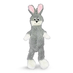 FGA MARKETPLACE grey rabbit toy flat-no-stuffing promotes mess-free, quiet play for dogs.