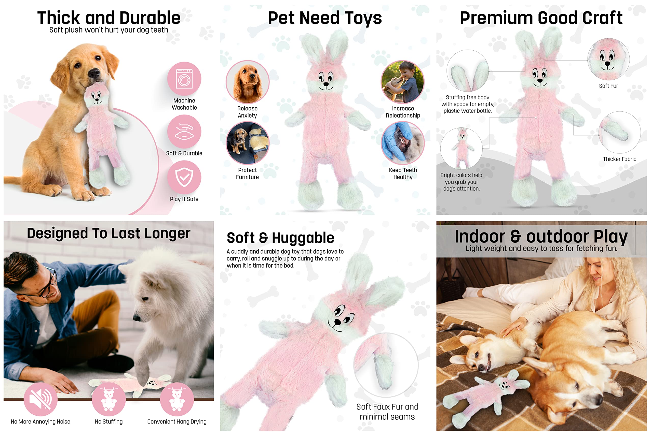 FGA MARKETPLACE Monkey-Pink Rabbit Flat Toy machine washable for easy cleaning