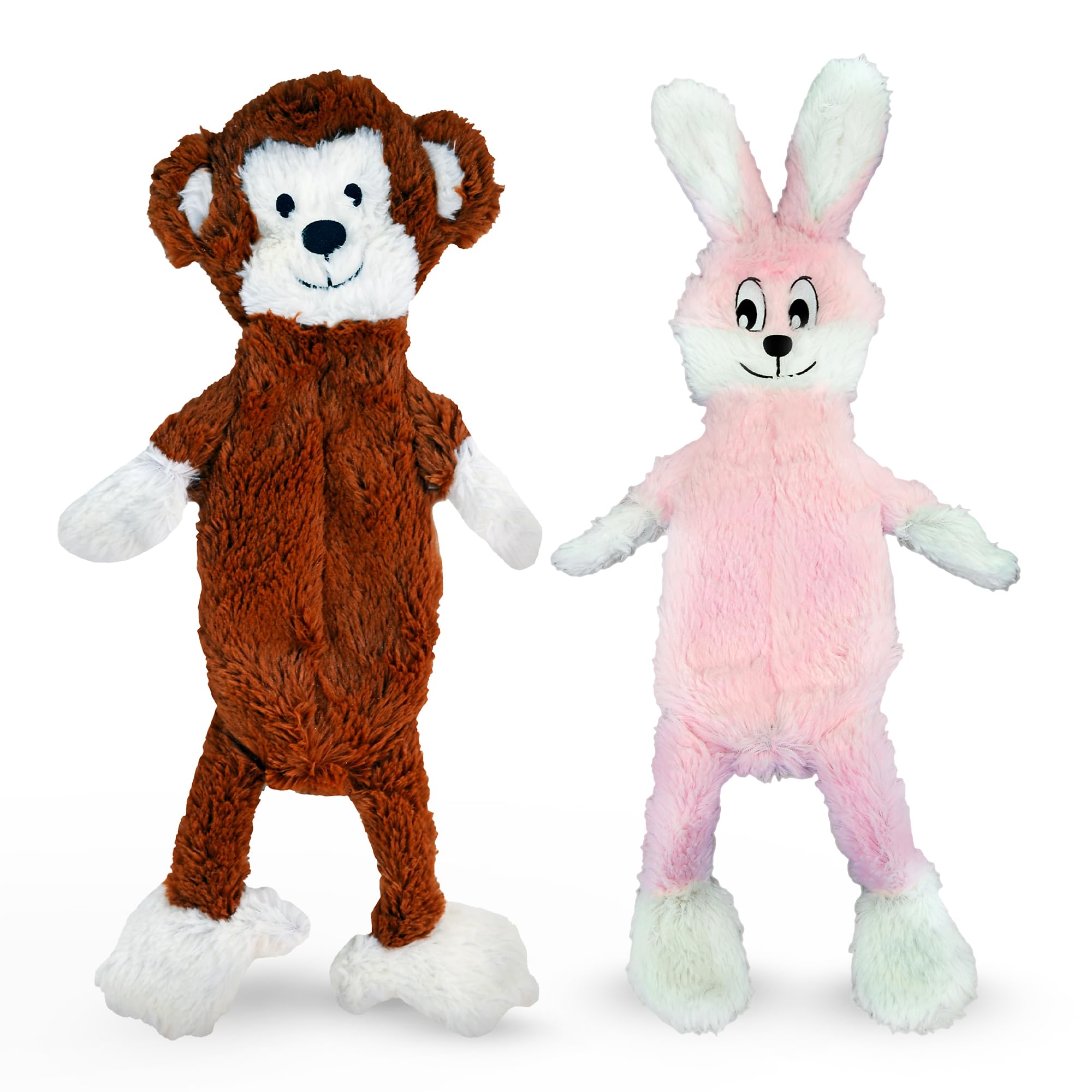 FGA MARKETPLACE Monkey-Pink Rabbit Flat Toy with no-squeak design for quiet play