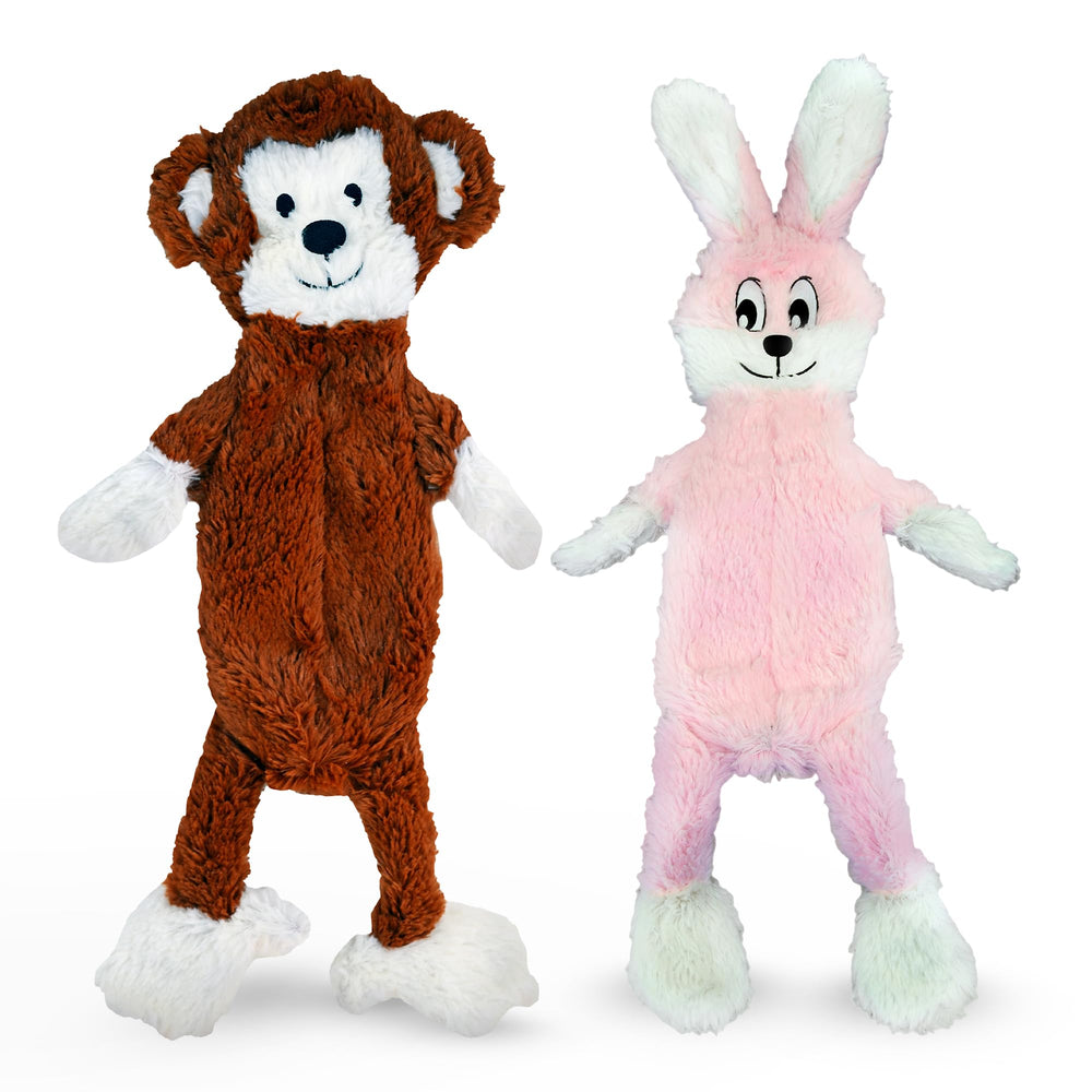 FGA MARKETPLACE Monkey-Pink Rabbit Flat Toy with no-squeak design for quiet play