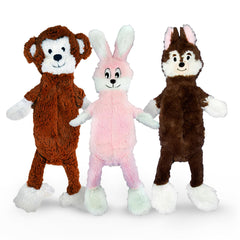 FGA MARKETPLACE 3-pack flat no-squeak dog toy set for quiet play with small to medium dogs.