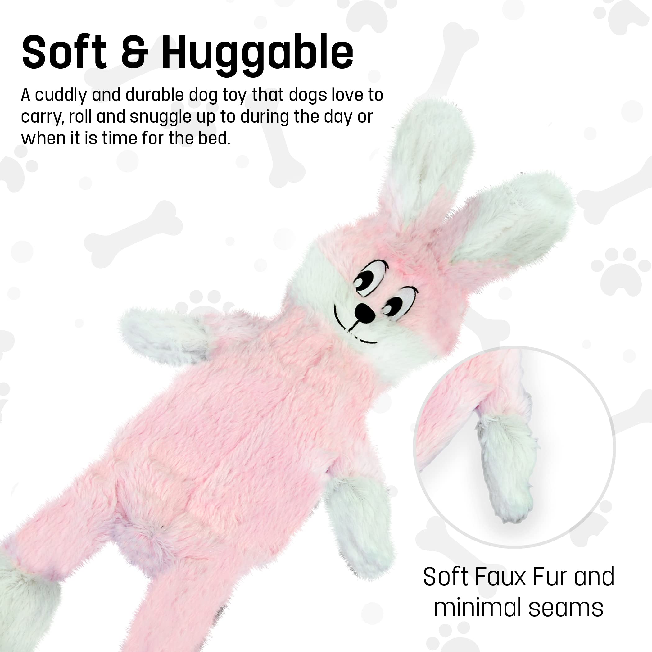FGA MARKETPLACE Pink Rabbit Dog Toy easy-cleaning fabric ready for washing