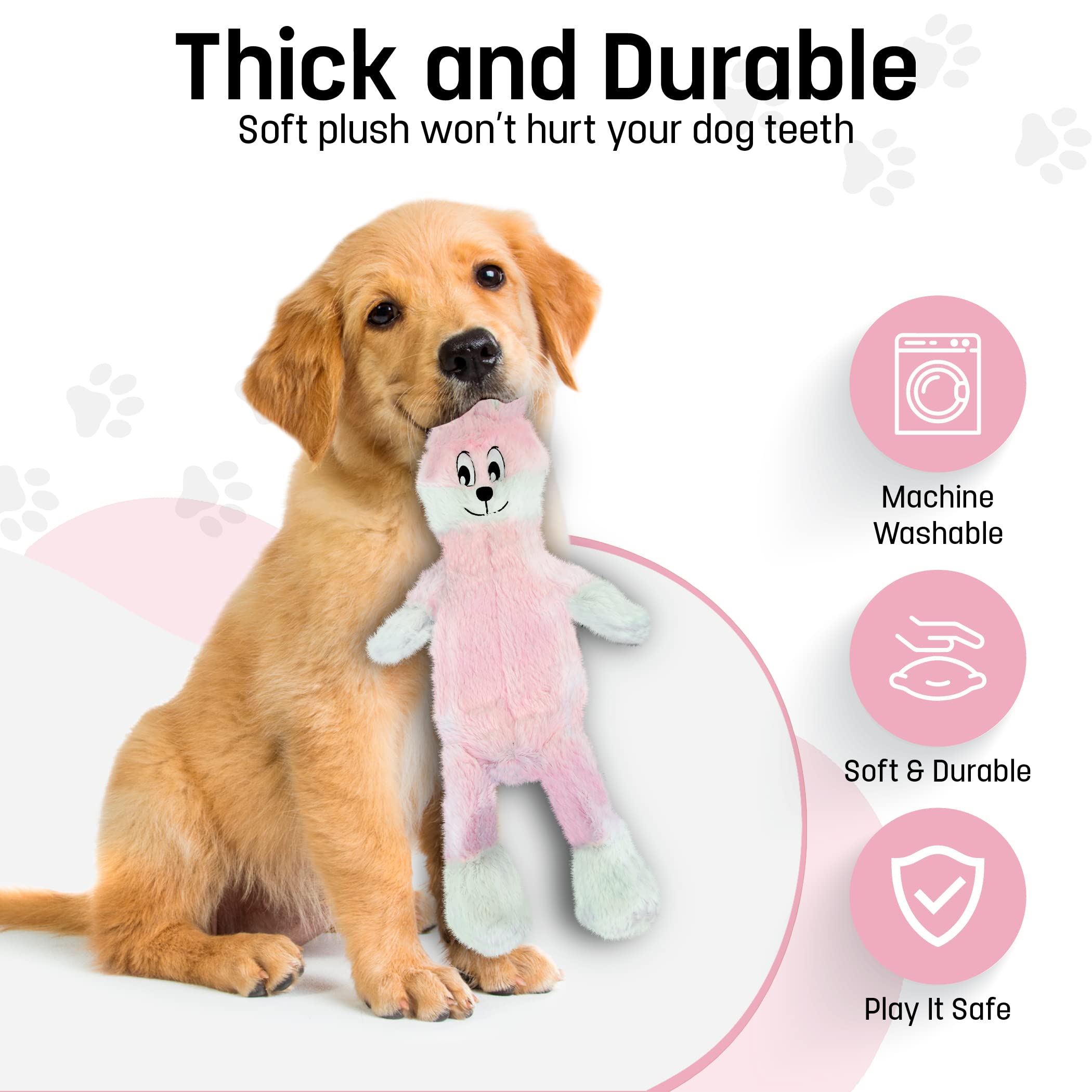 FGA MARKETPLACE Pink Rabbit Dog Toy no-squeak design for indoor fun