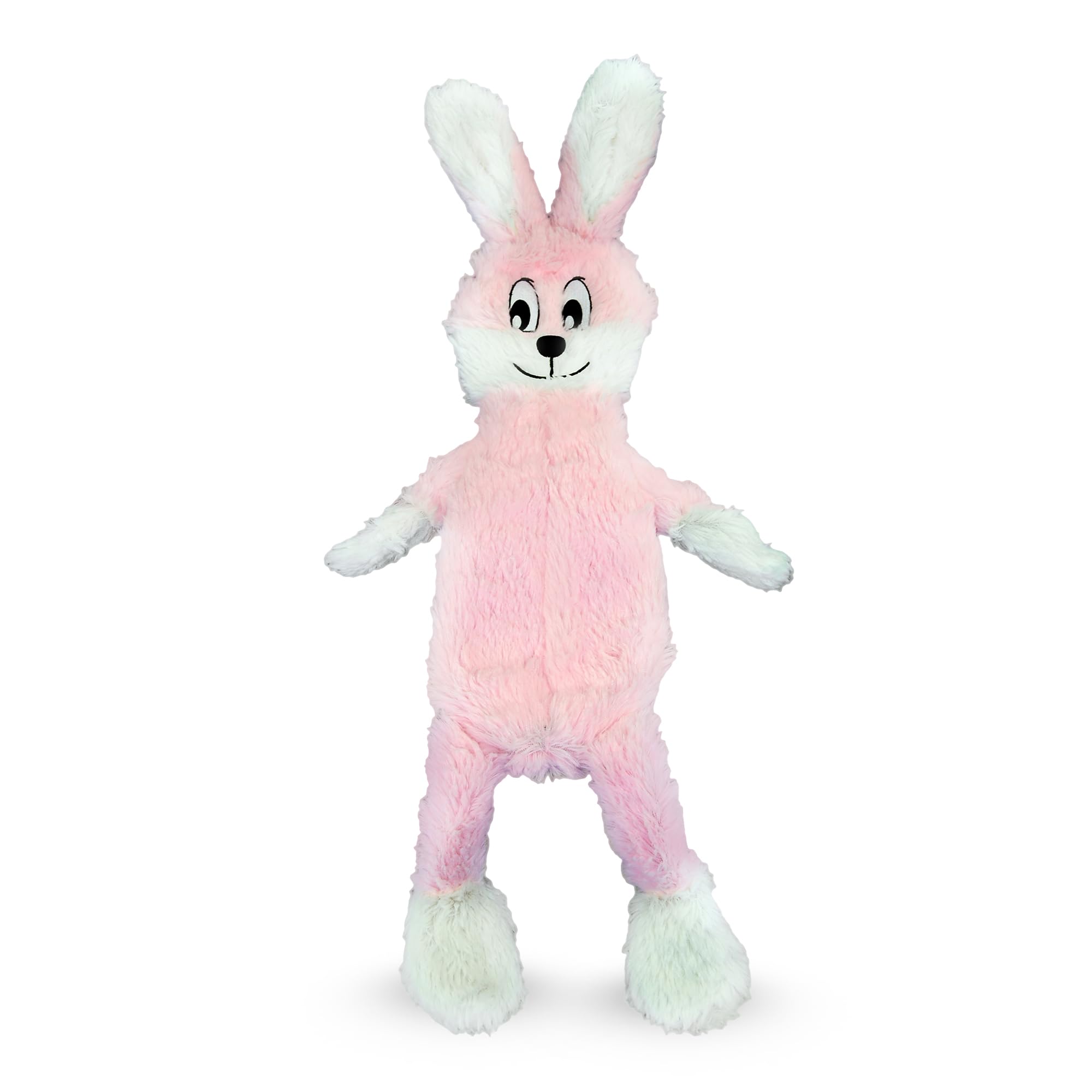 FGA MARKETPLACE Pink Rabbit Dog Toy flat-no-stuffing shown for quiet play
