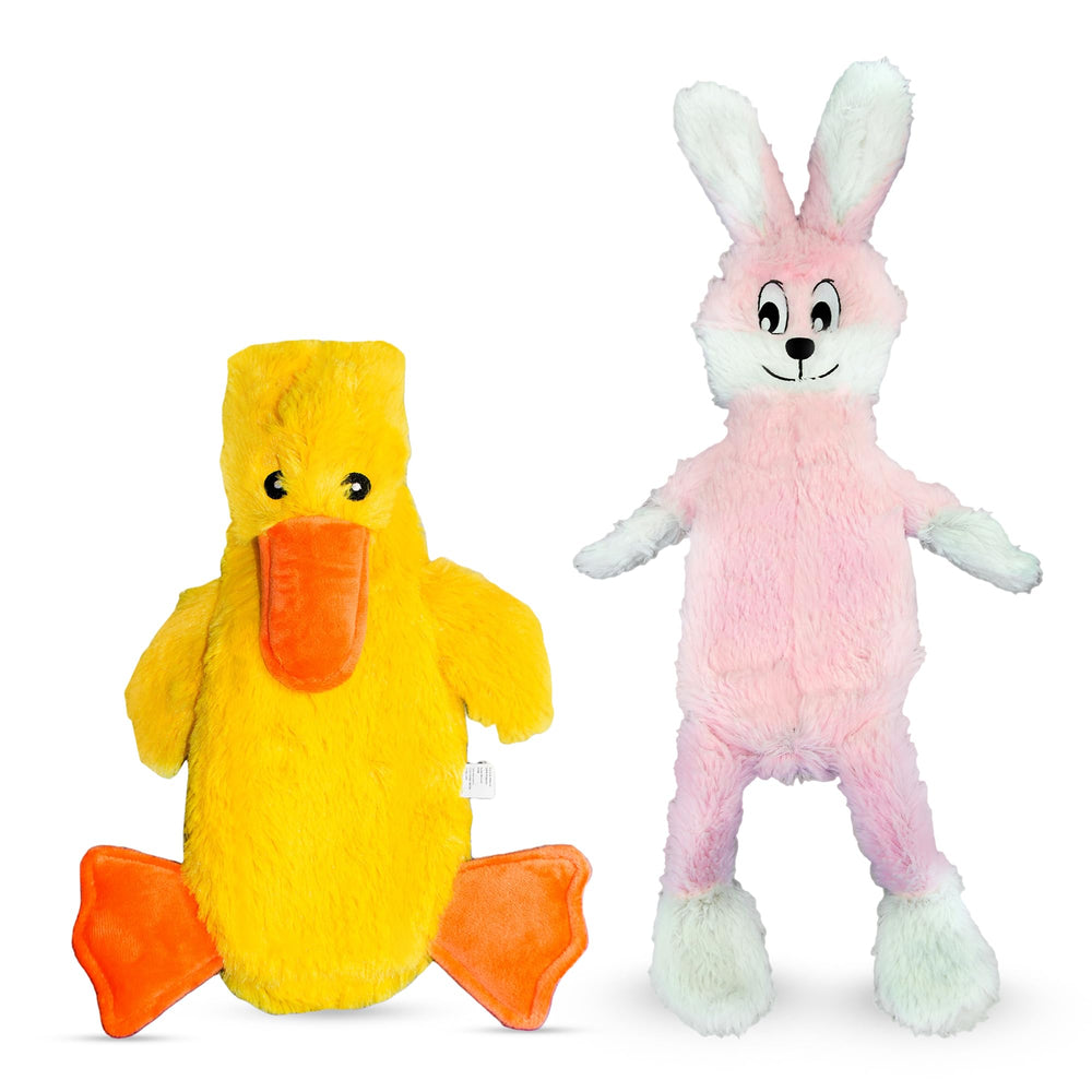 FGA MARKETPLACE Pink Rabbit-Duck toy front view shows no-squeak, quiet play.