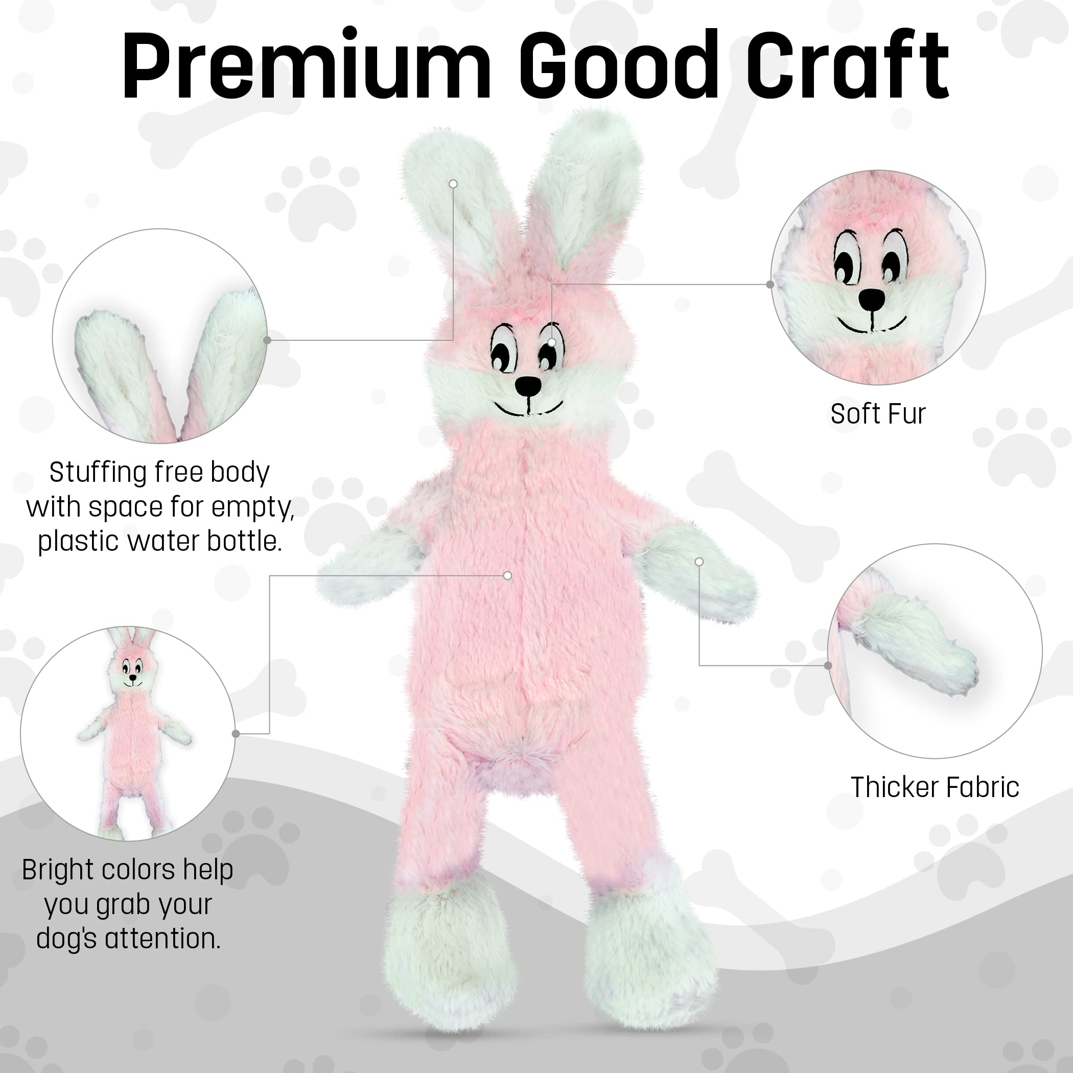 FGA MARKETPLACE Pink Rabbit-Duck toy side view highlights no stuffing for mess-free fun.