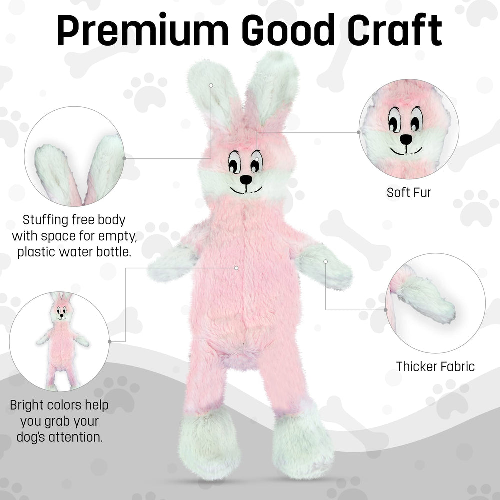 FGA MARKETPLACE Pink Rabbit-Duck toy side view highlights no stuffing for mess-free fun.