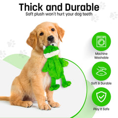 Close-up of soft faux fur on the Frog-Fox Flat No Squeak Toy supports gentle teething.