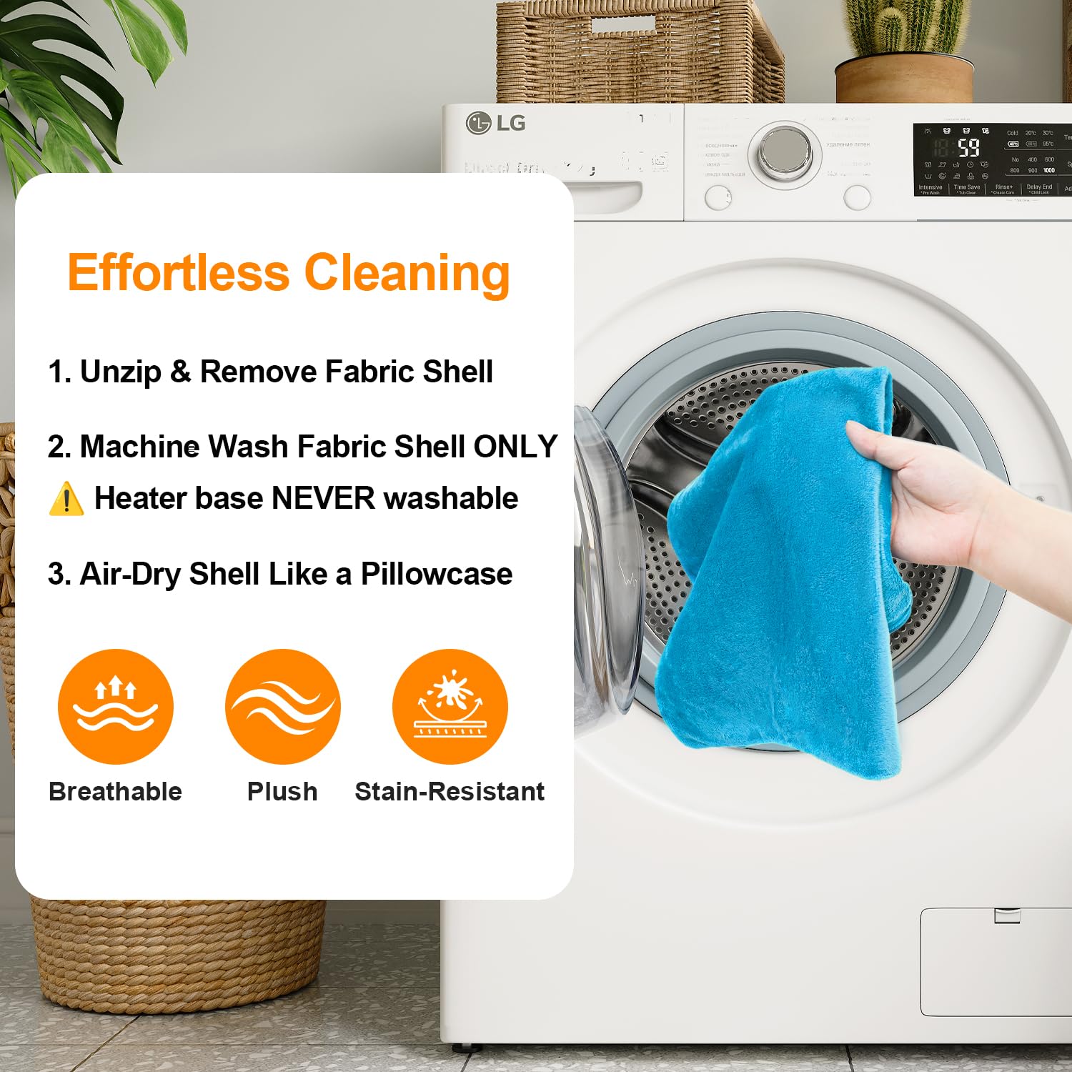FGEIOA removable machine-washable cover simplifies cleanup.