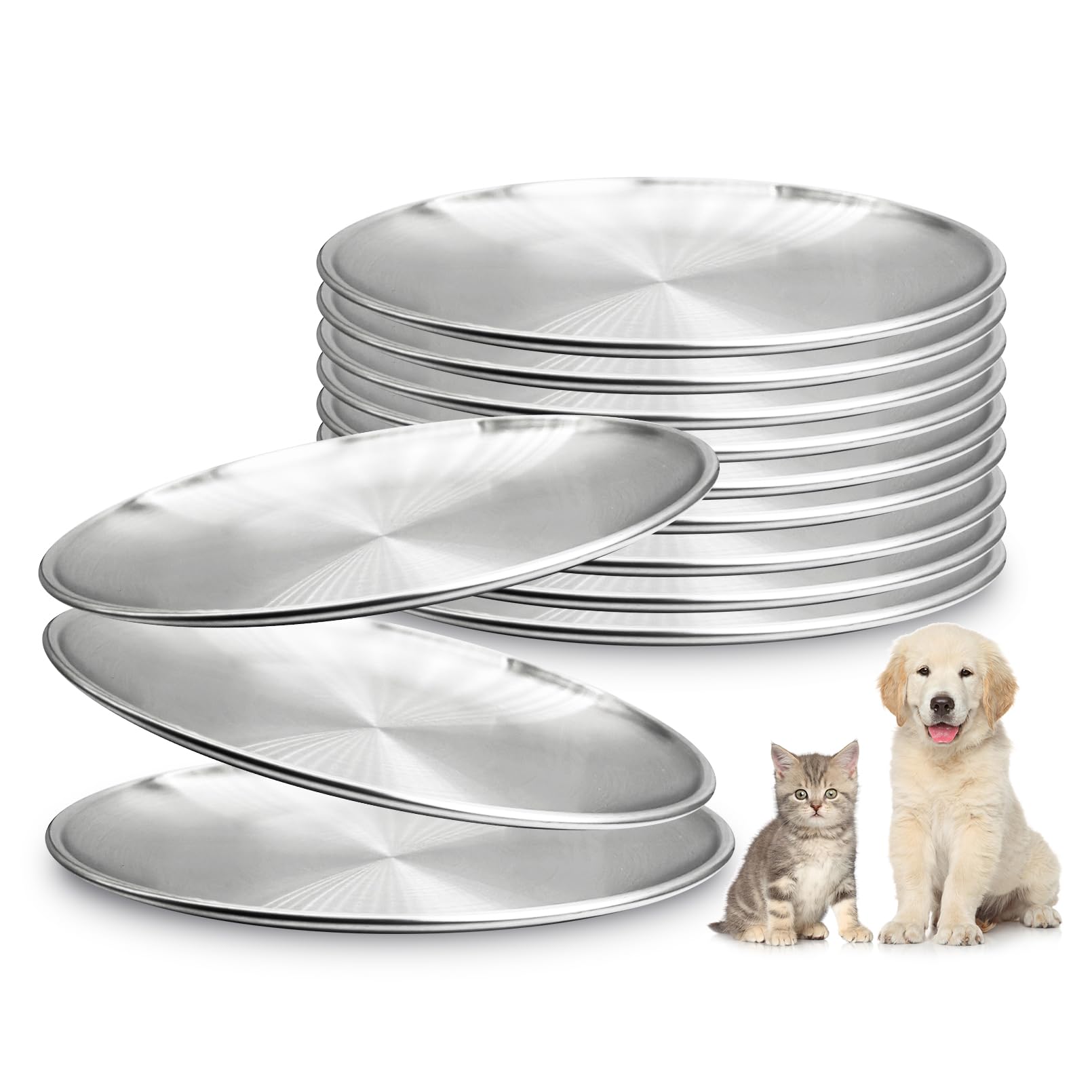 Fhiny 12-piece cat dish set with wide shallow bowls for comfortable meals