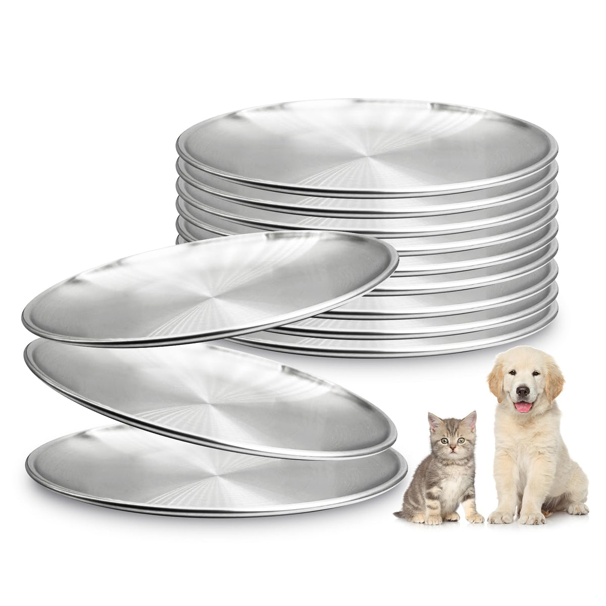Fhiny 12-piece cat dish set with wide shallow bowls for comfortable meals
