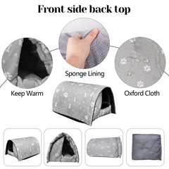 Fhiny cat shelter semi-enclosed design emphasizes warmth and protection from wind.