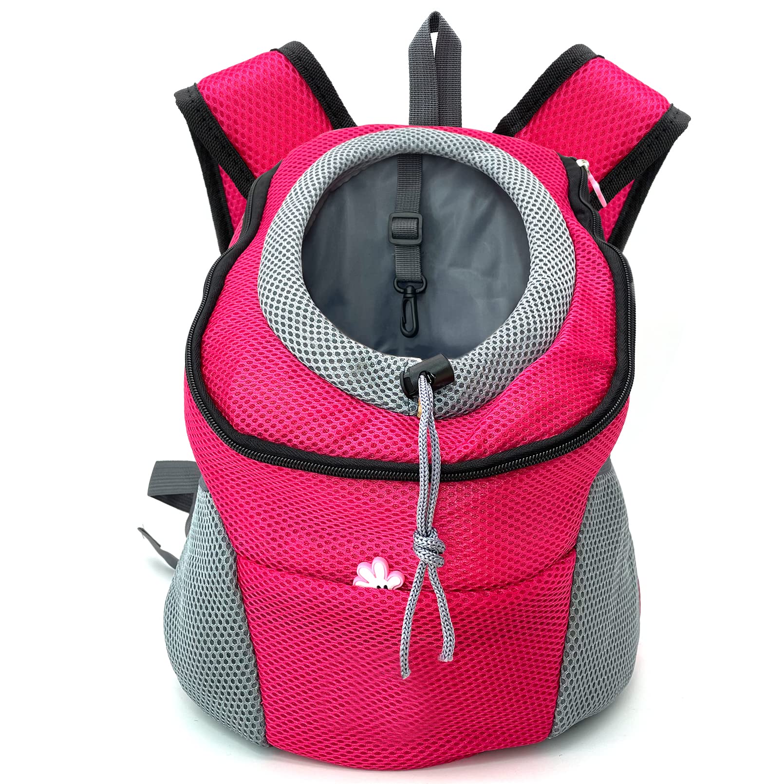 Fhiny dog carrier backpack front view shows breathable mesh for comfortable carrying.