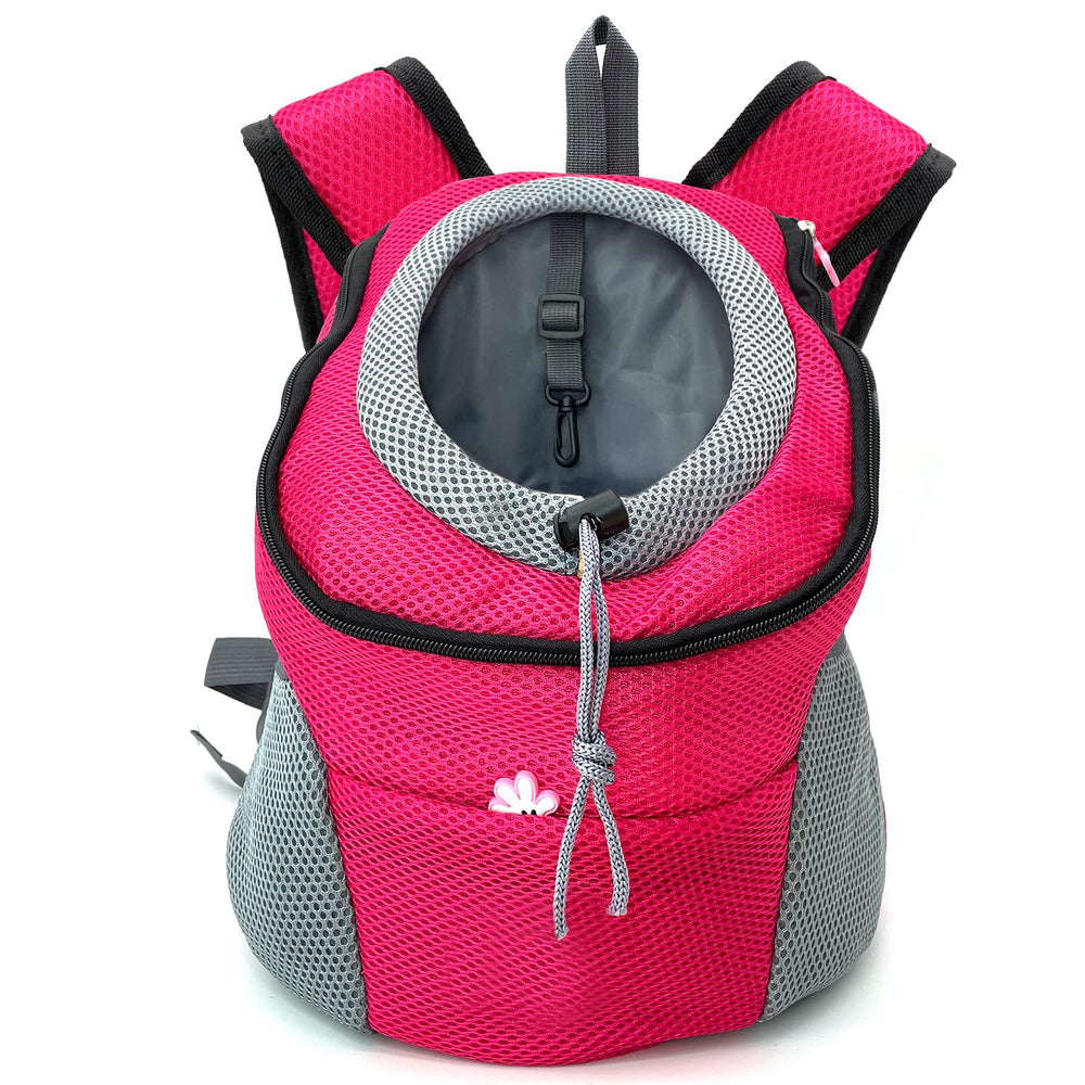 Fhiny dog carrier backpack front view shows breathable mesh for comfortable carrying.