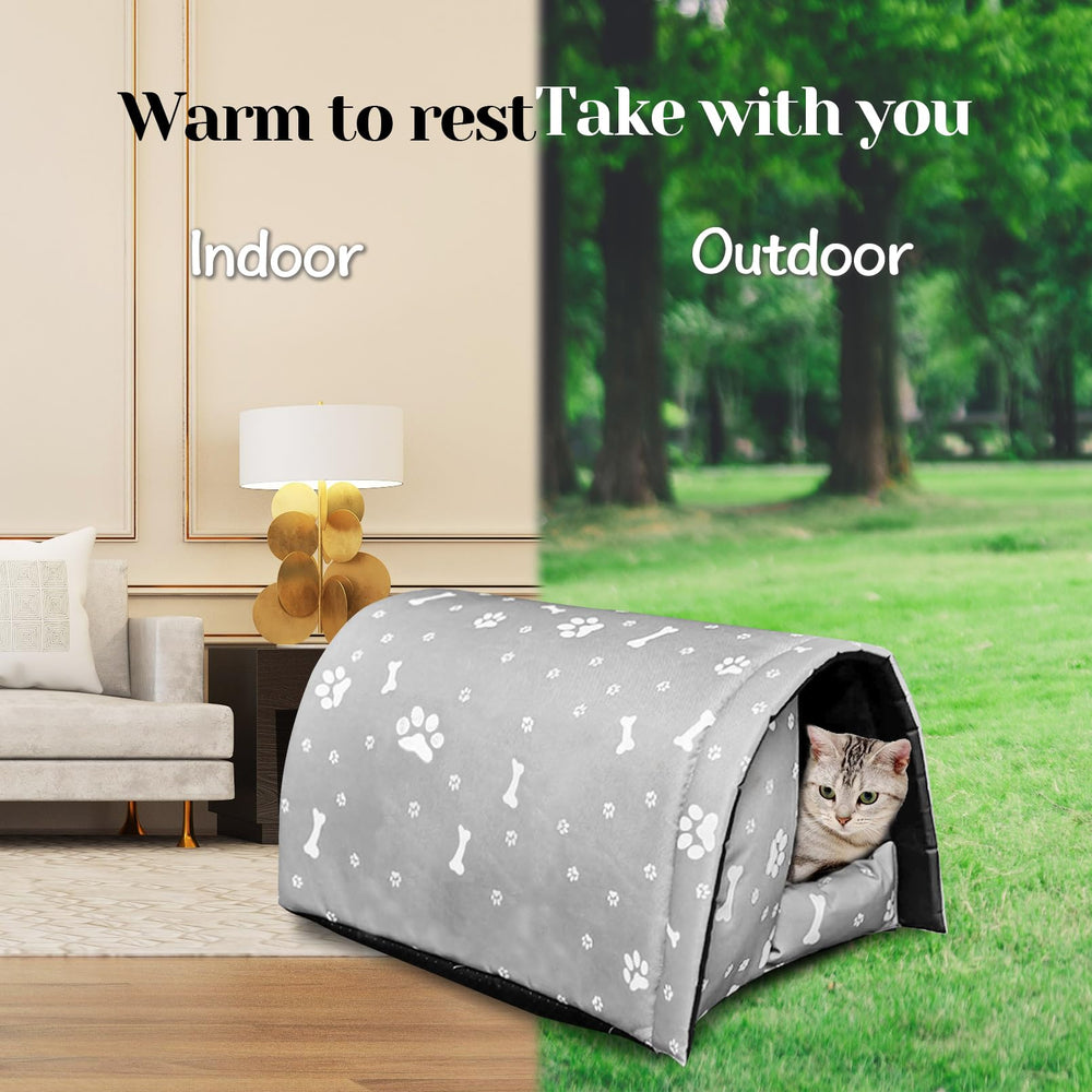 Fhiny indoor-use cat cave shown with cushion for cozy home warmth.