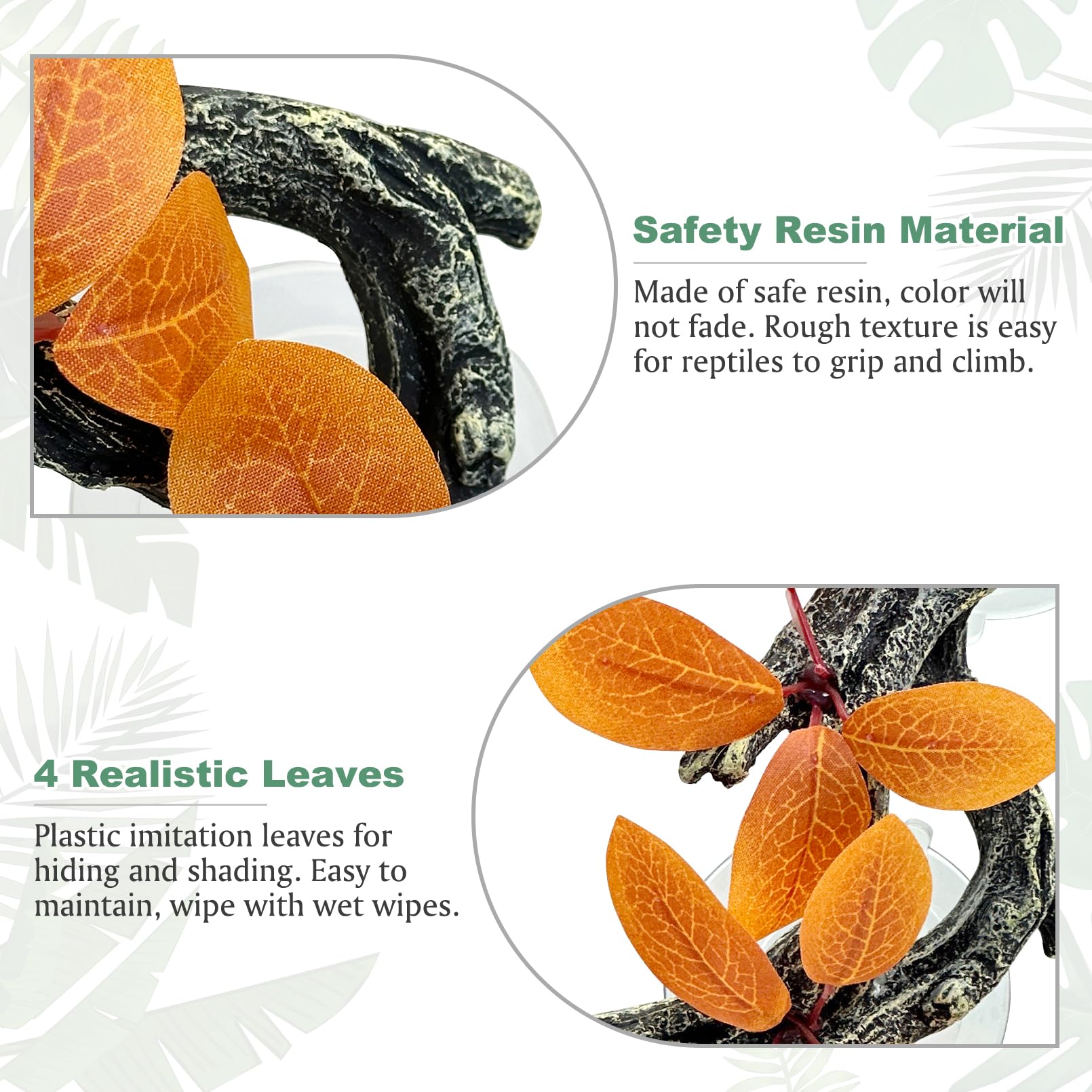 Fhiny lifelike leaves add shade and natural aesthetics to a terrarium.