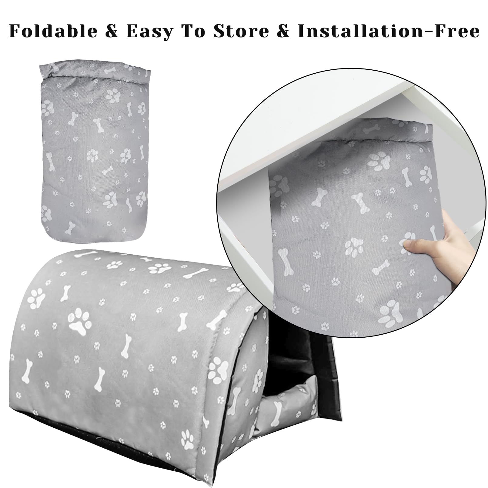Fhiny outdoor cat house foldable storage showing compact, easy-to-transport setup.