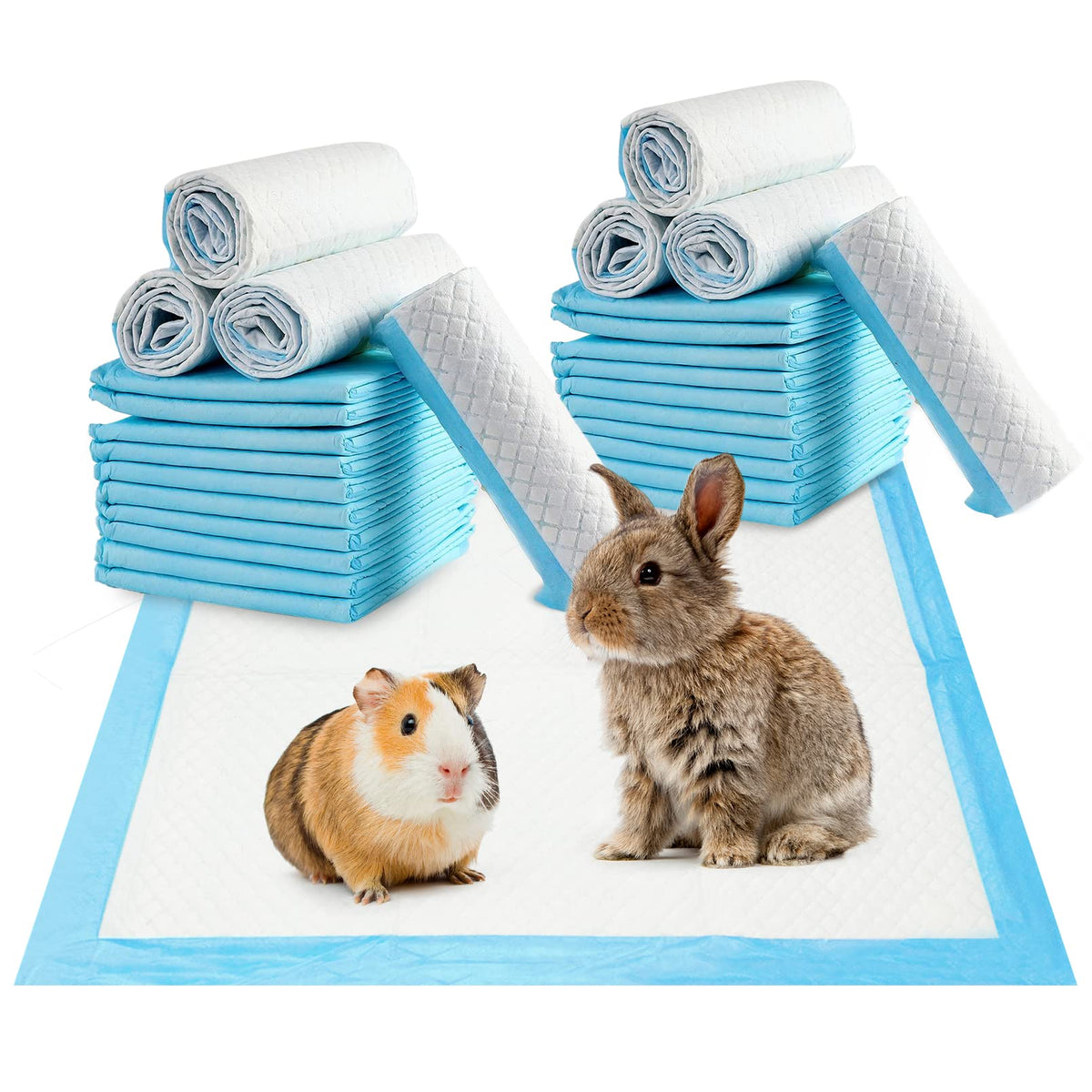 Fhiny rabbit pee pad 18x24 top view highlighting multi-layer protection for quick moisture management.