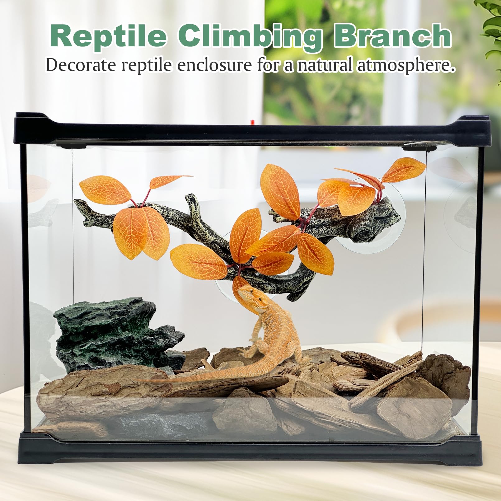 Fhiny reptile branch rough texture improves grip for climbing stability.