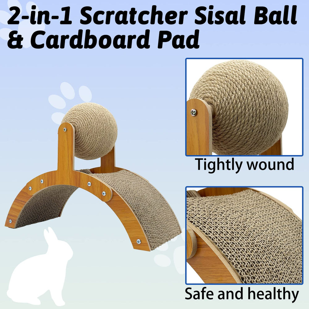 Fhiny rotating sisal ball highlights engaging texture to attract claws.