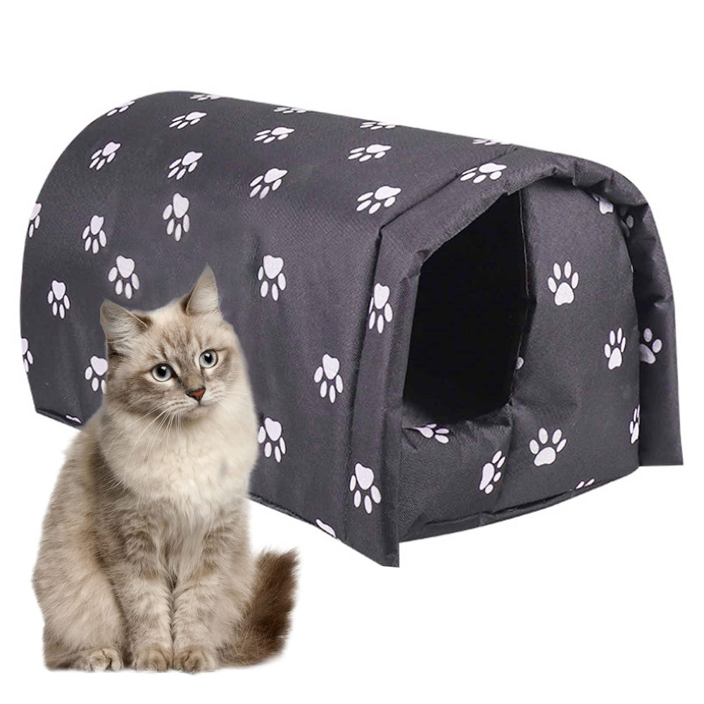 Fhiny Stray Cats Shelter foldable outdoor cat house close-up highlights weatherproof durability for outdoors.